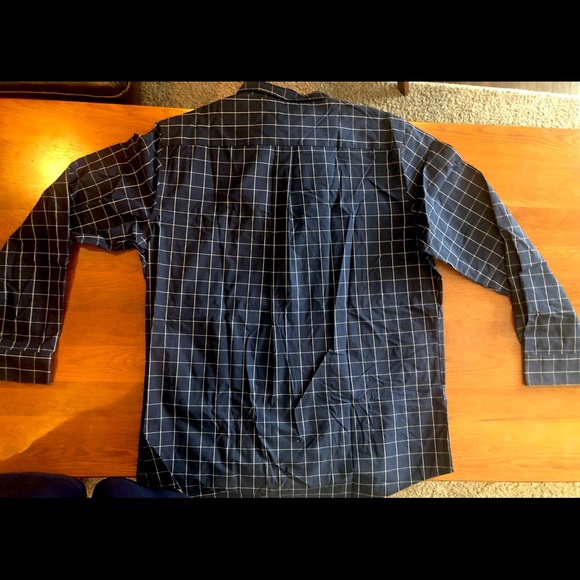 Causal Button Down Dress Shirt. Dark Blue - Picture 2 of 3
